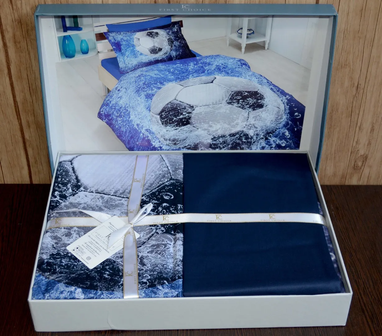 Постільна білизна 3D Satin 160 × 220 см (полуторний) Football від First Choice - Зображення 2