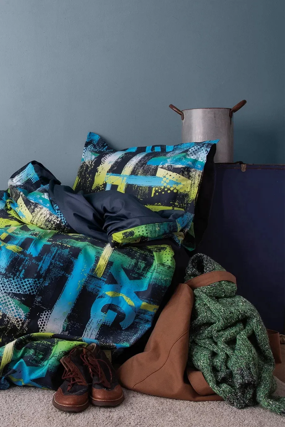Комплект постільної білизни Digital Satin 160 × 220 см Aqua від Issimo