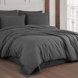 Постільна білизна Stripe Satin 200 × 220 см (євро) Antrasit від Cotton Shine
