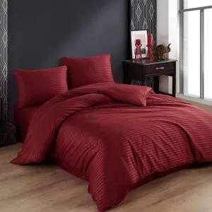 Постільна білизна Stripe Satin 200 × 220 см (євро), простирадло 180х200+30 см Bordo від Charlotte