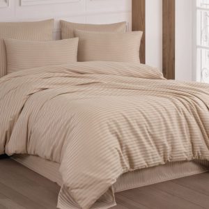 Постільна білизна Stripe Satin 160 × 220 см Cappuccino від Cotton Shine