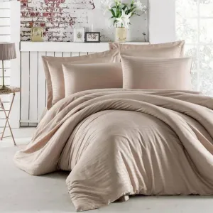Постільна білизна Stripe Satin 200 × 220 см (євро), простирадло 180х200+30 см Cappucino від Charlotte