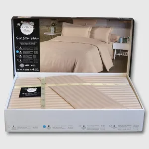 Alternative view of Постільна білизна Stripe Satin 160 × 220 см Cappuccino від Cotton Shine