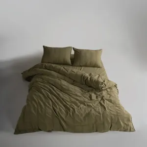 Постільна білизна Stonewashed 200 × 220 см (євро) Cassandra Olive від Limasso