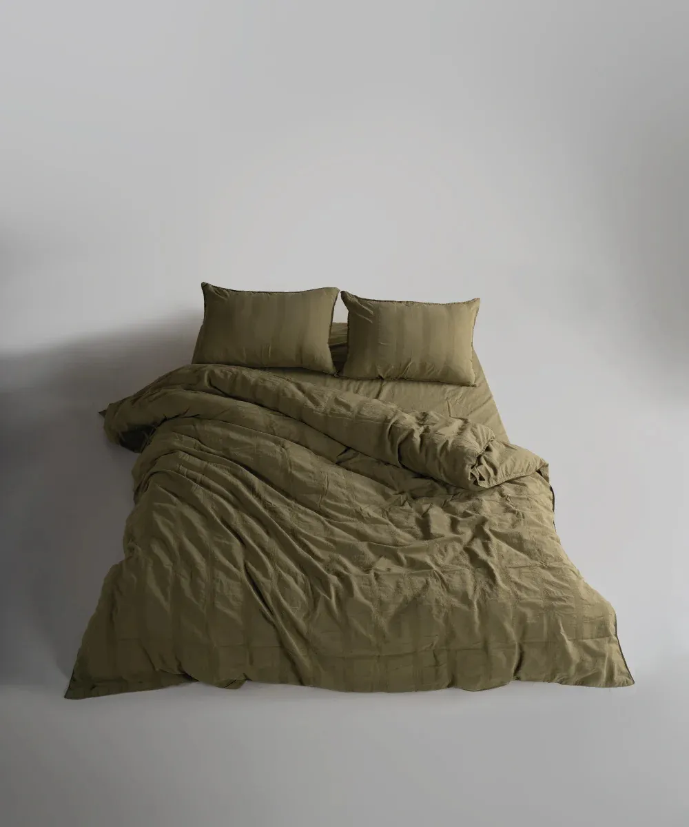 Постільна білизна Stonewashed 200 × 220 см (євро) Cassandra Olive від Limasso