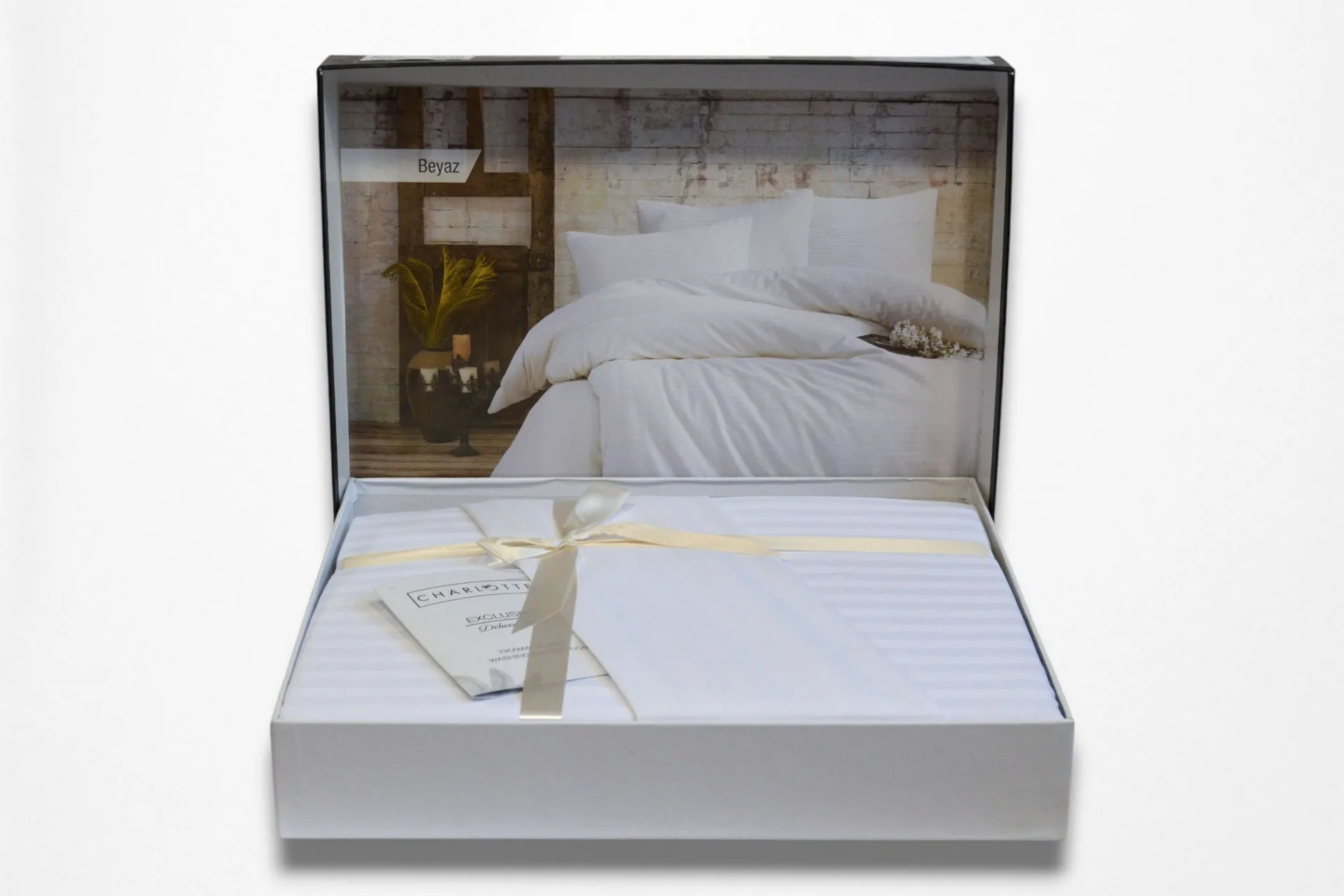 Постільна білизна Stripe Satin 200 × 220 см (євро) Beyaz від Charlotte - Зображення 4