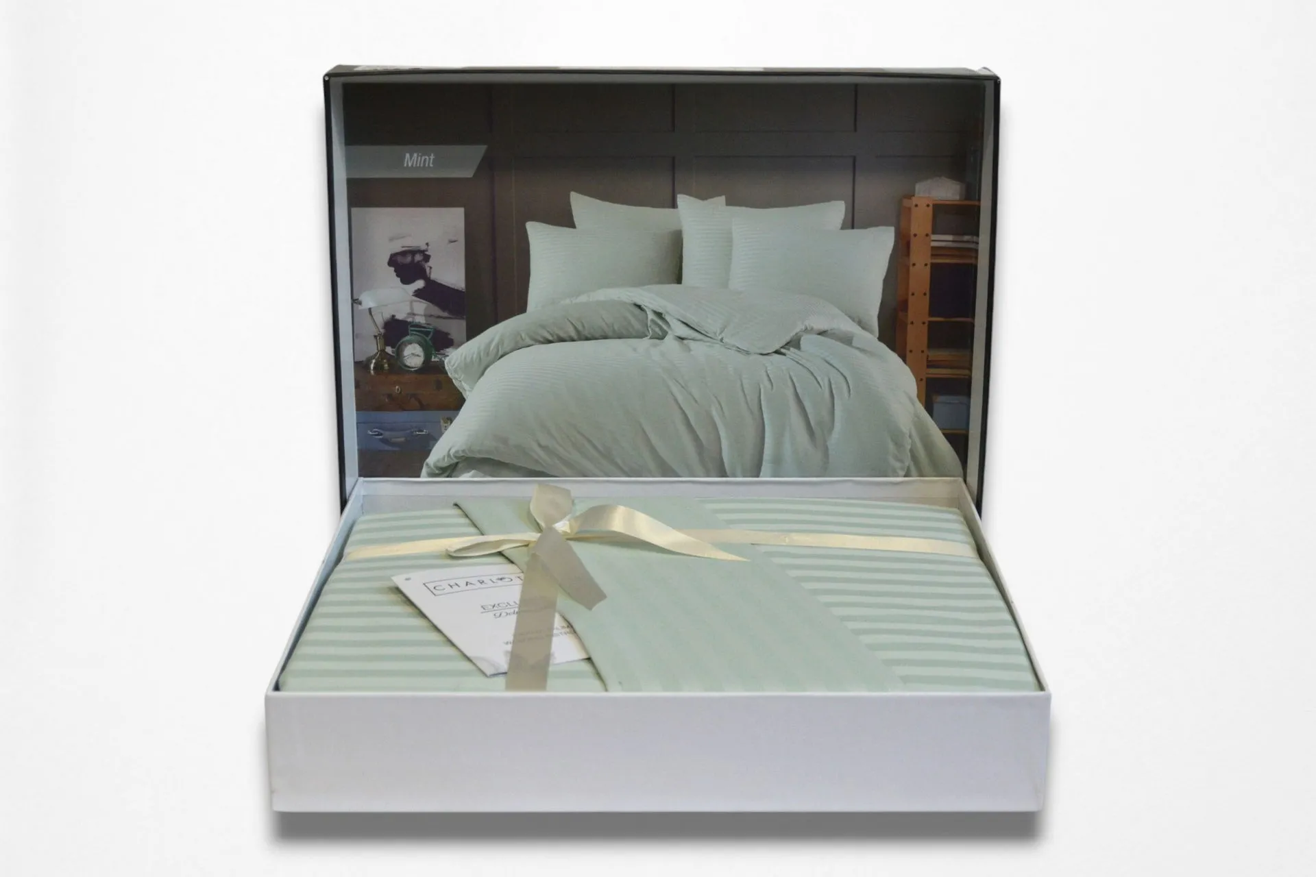 Постільна білизна Stripe Satin 200 × 220 см (євро) Mint від Charlotte - Зображення 4