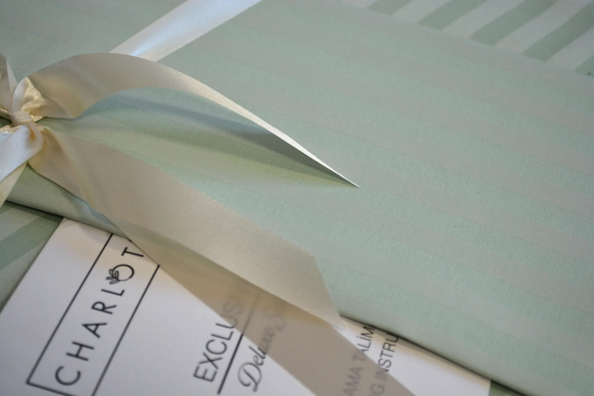 Постільна білизна Stripe Satin 200 × 220 см (євро) Mint від Charlotte - Зображення 2