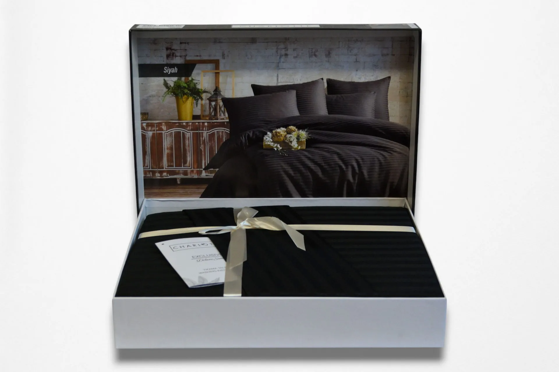 Постільна білизна Stripe Satin 200 × 220 см (євро) Siyah від Charlotte - Зображення 4
