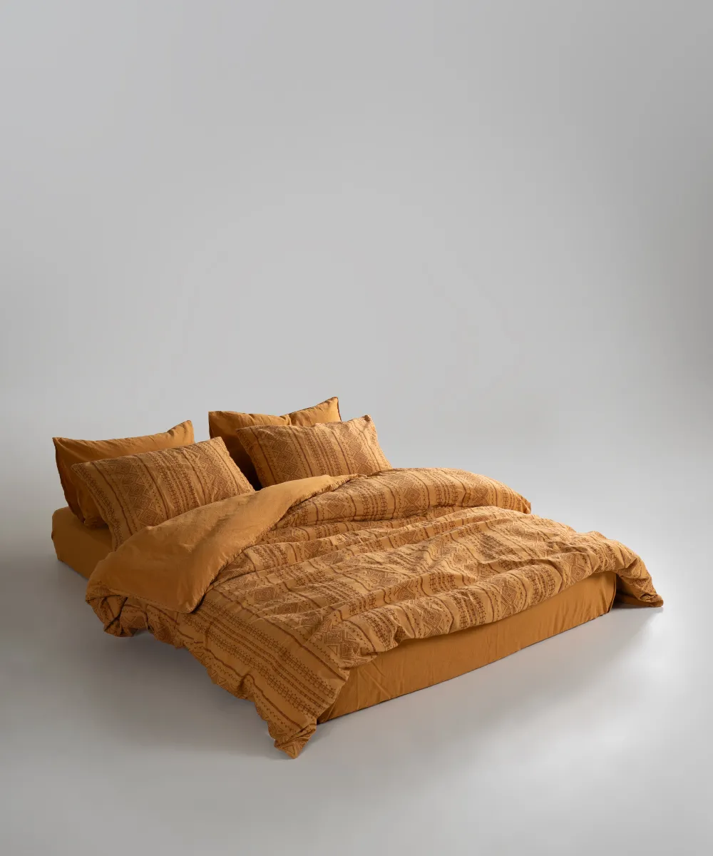 Постільна білизна Stonewashed 200 × 220 см (євро) Coastal Trio Mustard від Limasso - Зображення 2