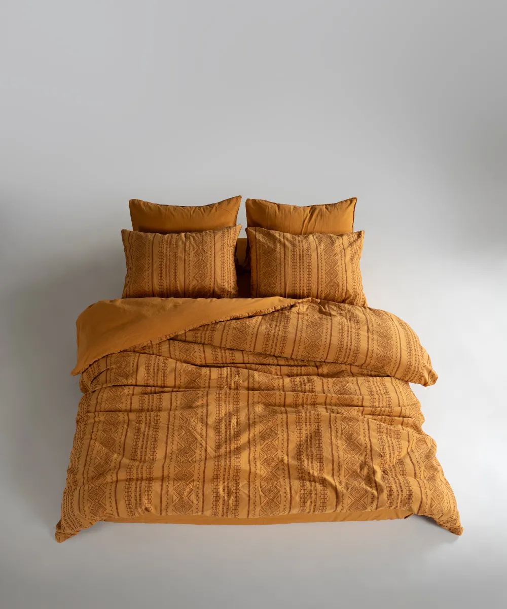 Постільна білизна Stonewashed 200 × 220 см (євро) Coastal Trio Mustard від Limasso