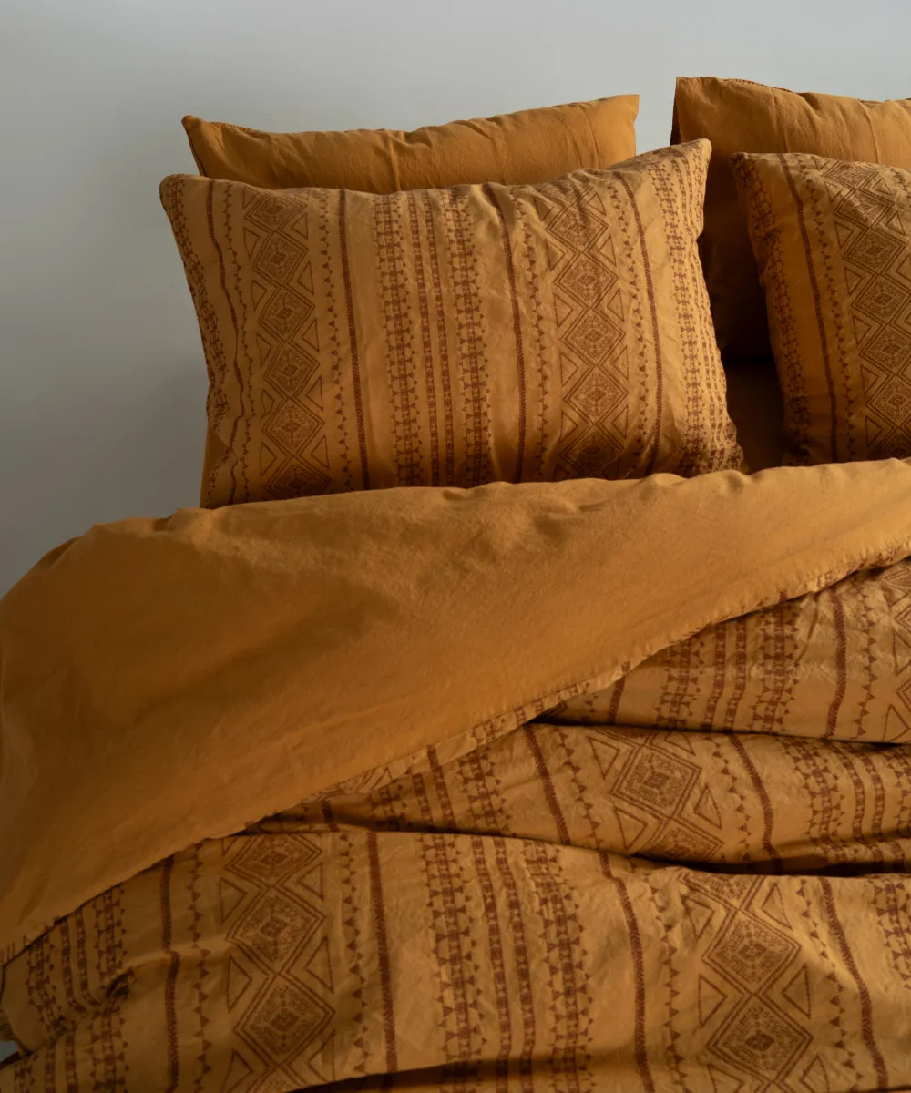 Постільна білизна Stonewashed 200 × 220 см (євро) Coastal Trio Mustard від Limasso - Зображення 6