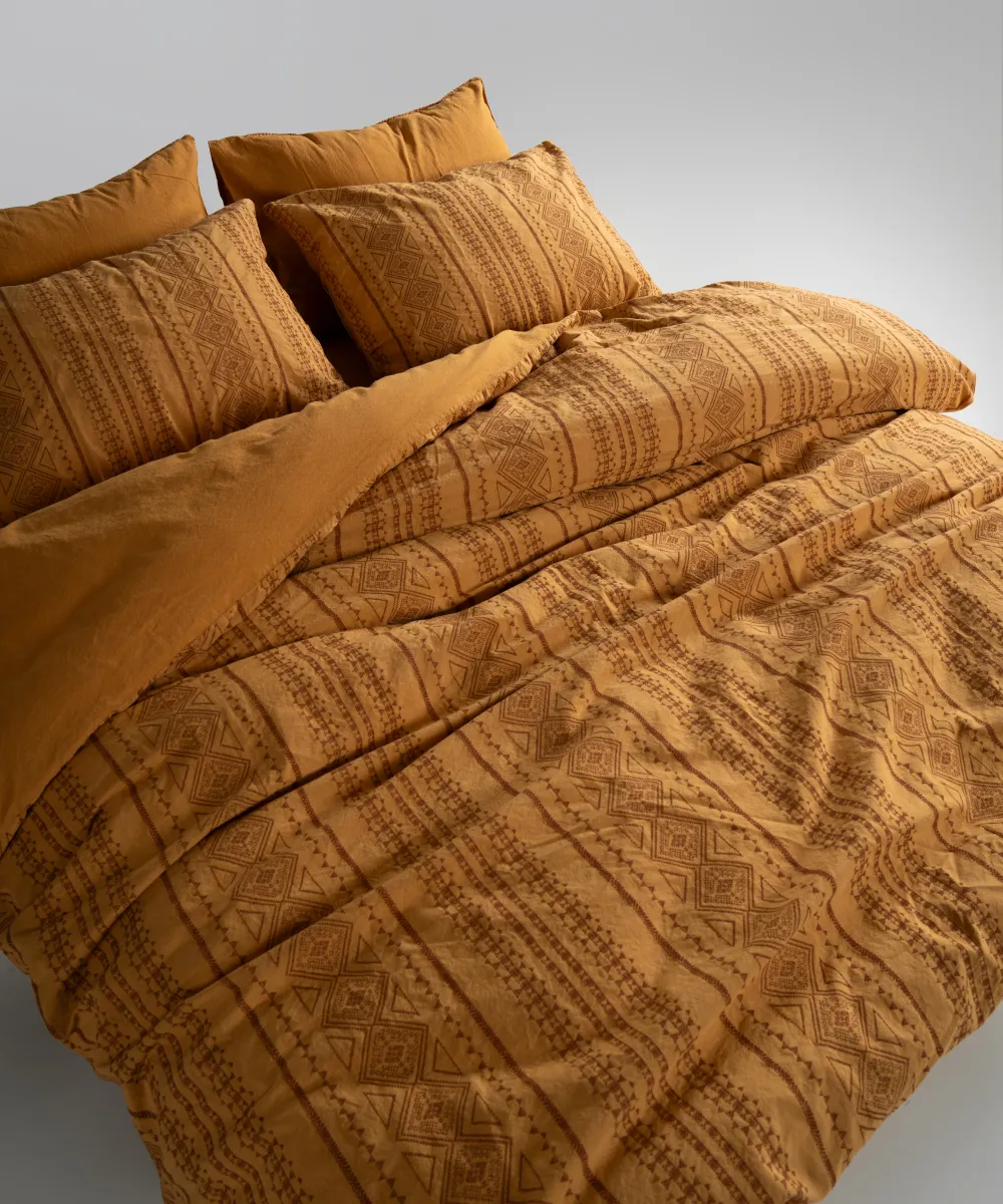 Постільна білизна Stonewashed 200 × 220 см (євро) Coastal Trio Mustard від Limasso - Зображення 7