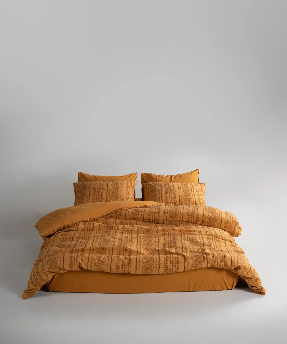 Постільна білизна Stonewashed 200 × 220 см (євро) Coastal Trio Mustard від Limasso - Зображення 4