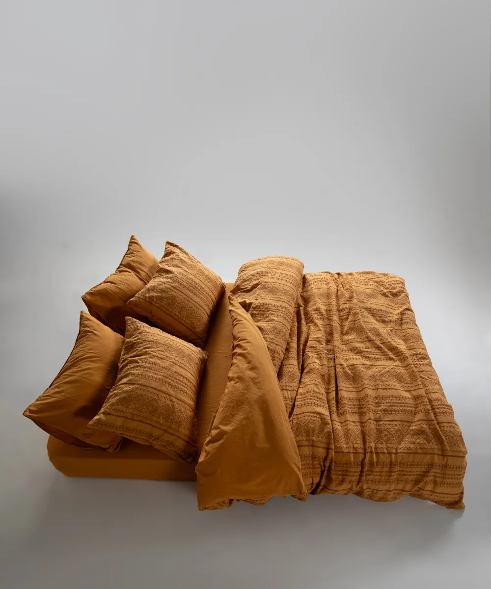 Постільна білизна Stonewashed 200 × 220 см (євро) Coastal Trio Mustard від Limasso - Зображення 5