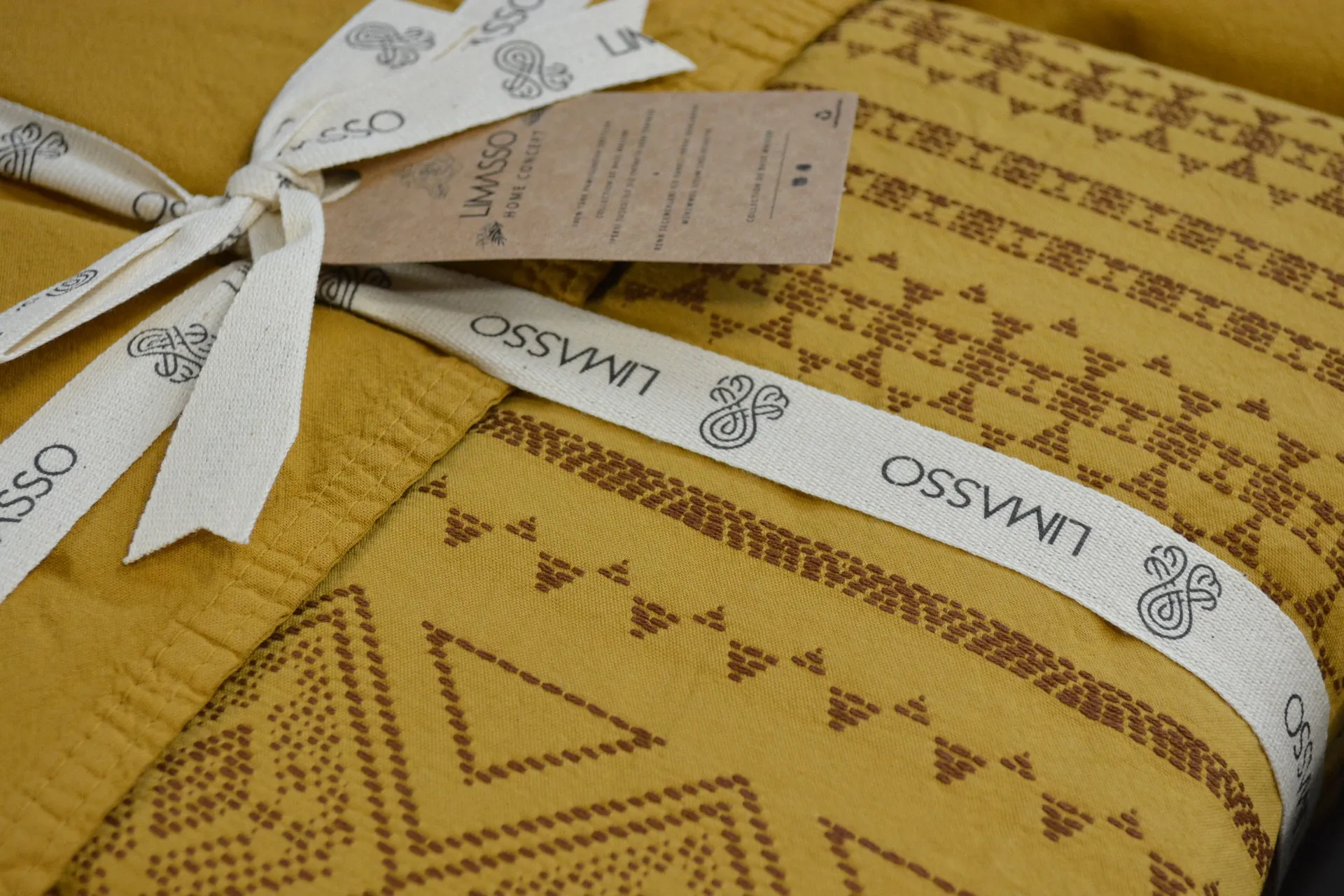 Постільна білизна Stonewashed 200 × 220 см (євро) Coastal Trio Mustard від Limasso - Зображення 9