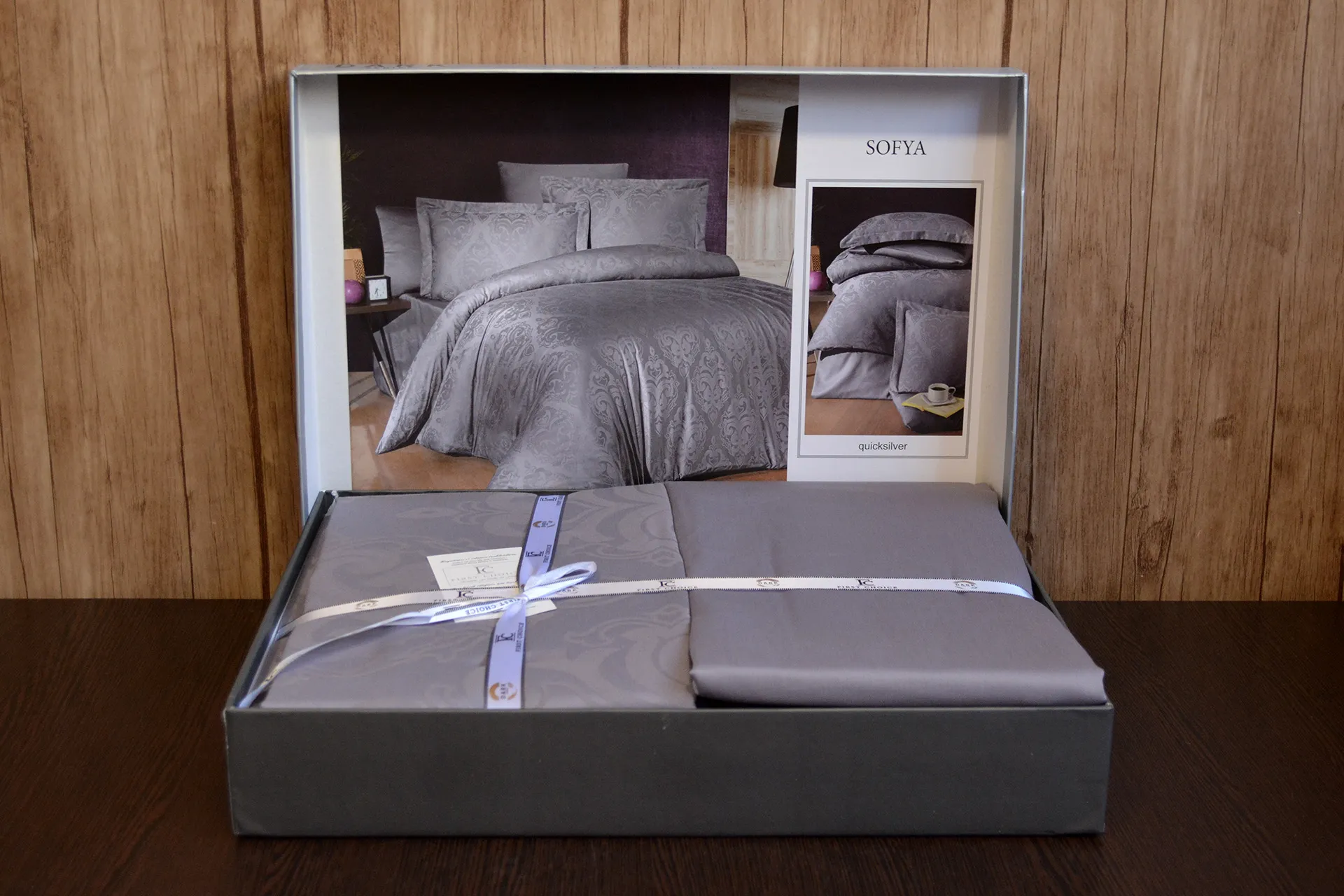 Постільна білизна Jacquard Satin DARK 200 × 220 см (євро) Sofya Quicksilver від First Choice - Зображення 3