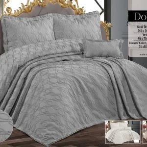 Покривало з бахромою Dolores 240 × 260 см (євро) Сірий від Kayra