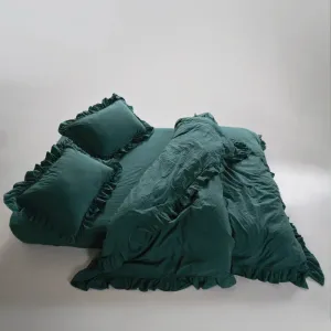 Alternative view of Постільна білизна Stonewashed Exclusive Ranforce 160 × 220 см (полуторний) Dark Green від Limasso