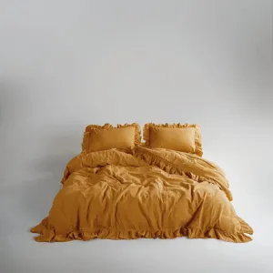 Постільна білизна Stonewashed Exclusive Ranforse 200 × 220 см (євро) Mustard від Limasso