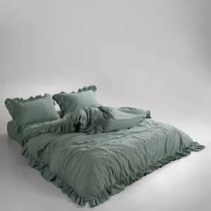 Alternative view of Постільна білизна Stonewashed Exclusive Ranforse 160 × 220 см (полуторний) Natural Green від Limasso