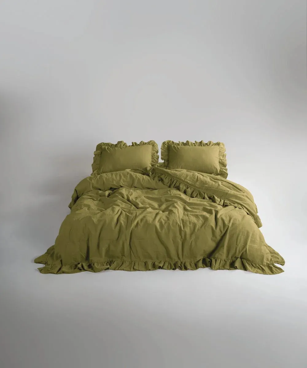 Постільна білизна Stonewashed Exclusive Ranforse 200 × 220 см (євро) Olive від Limasso