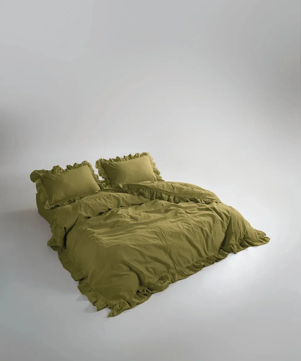Постільна білизна Stonewashed Exclusive Ranforse 200 × 220 см (євро) Olive від Limasso - Зображення 2