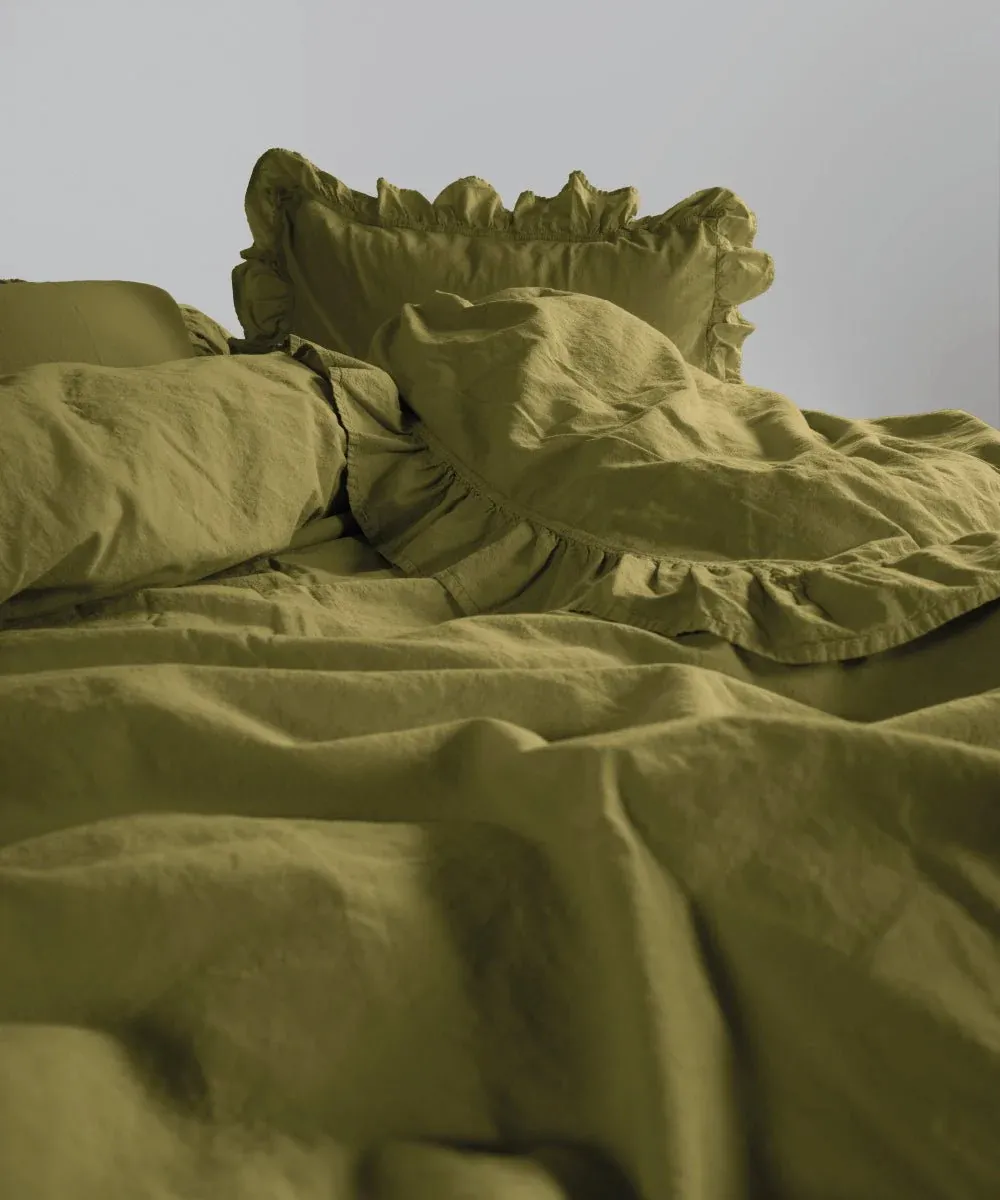 Постільна білизна Stonewashed Exclusive Ranforse 200 × 220 см (євро) Olive від Limasso - Зображення 3