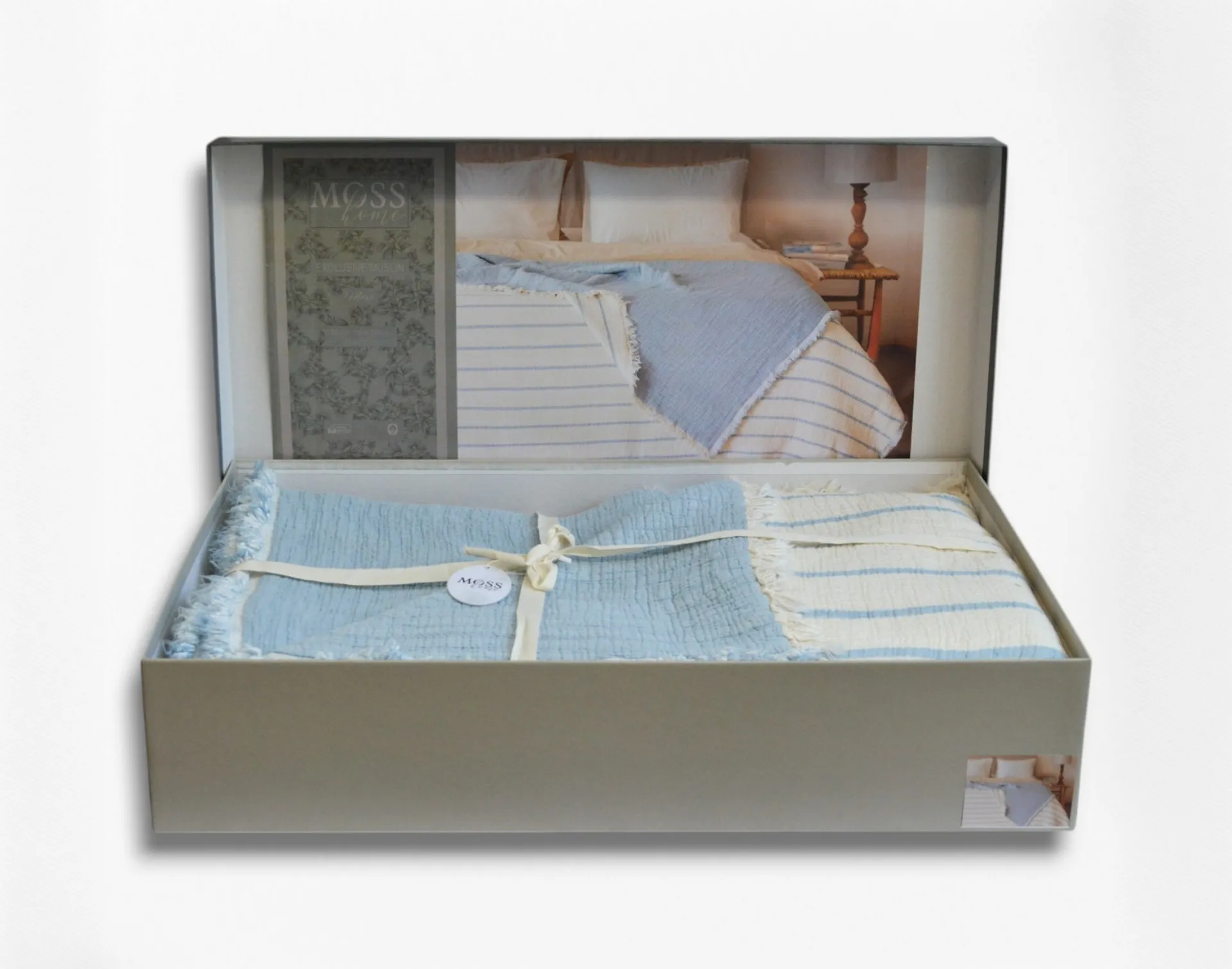 Муслінове покривало Exclusive Muslin 230 × 250 см (євро) Синій від Moss - Зображення 7