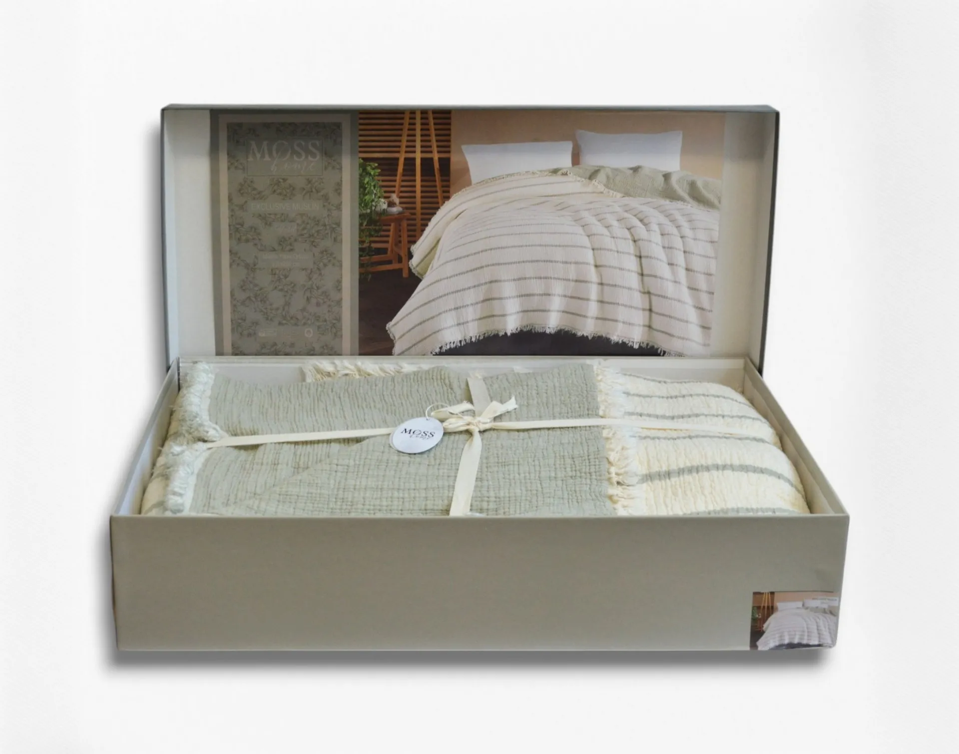 Муслінове покривало Exclusive Muslin 230 × 250 см (євро) Зелений від Moss - Зображення 7