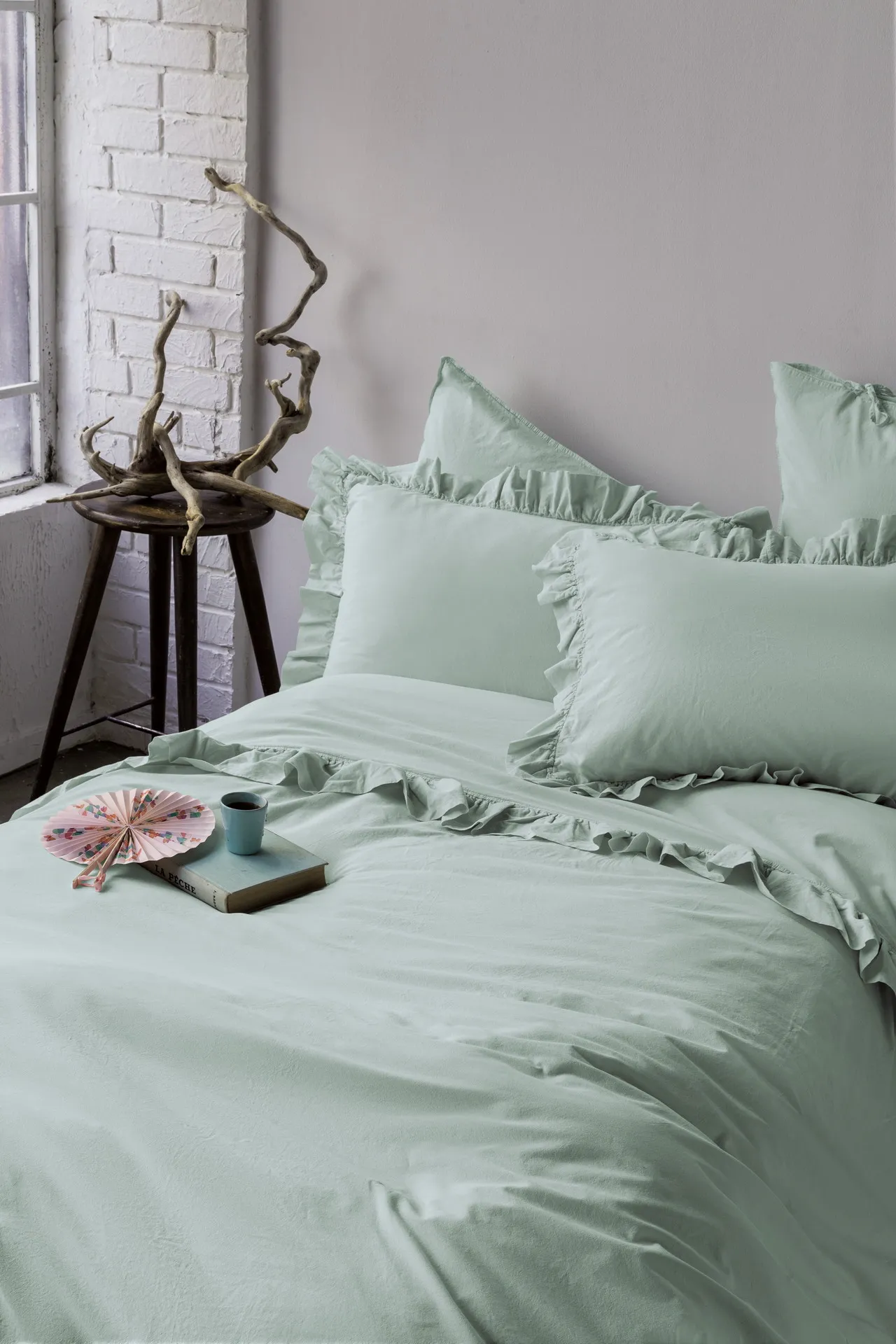 Постільна білизна Frill Poplin 200 × 220 см (євро) Mint від Issimo