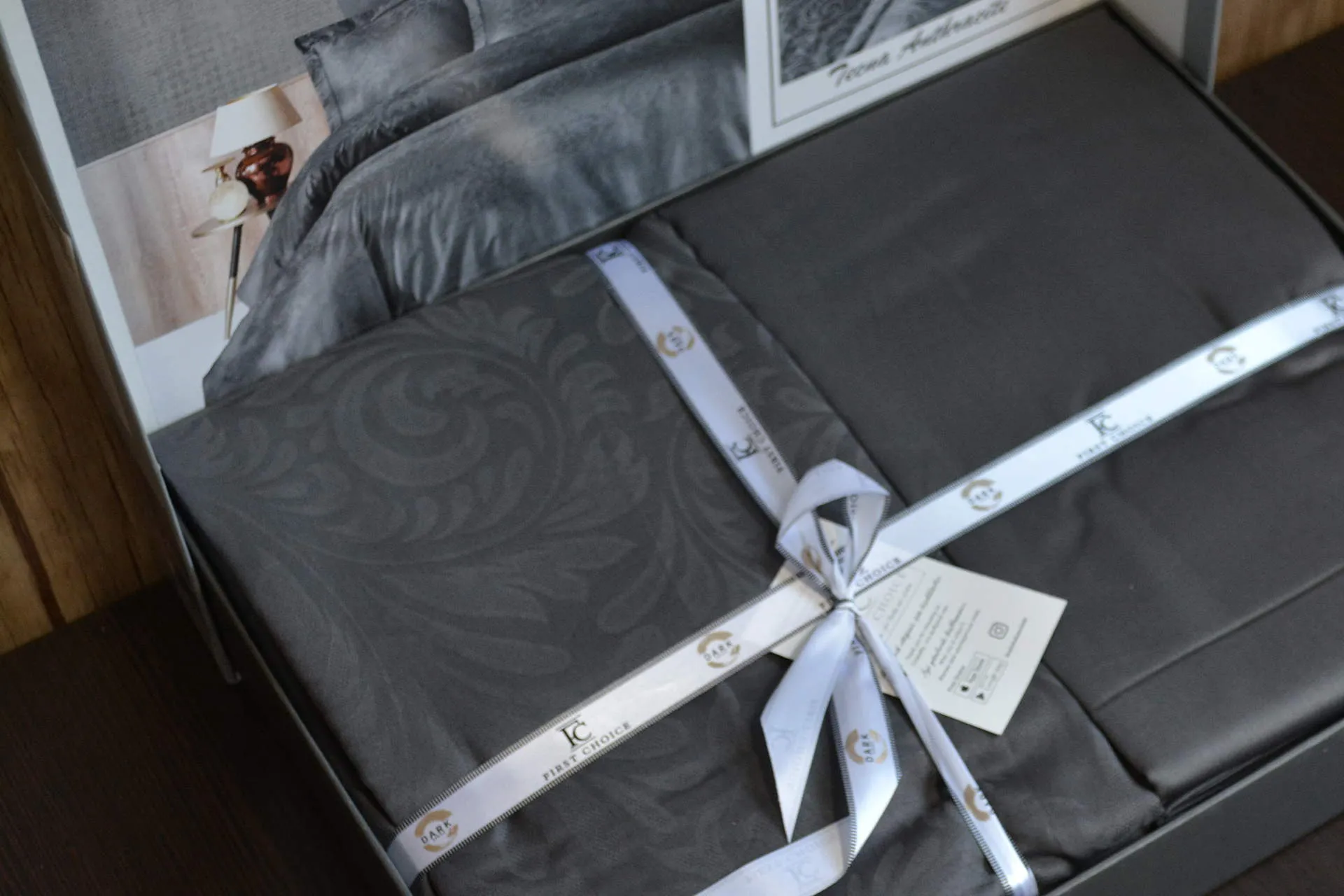 Постільна білизна Jacquard Satin DARK 200 × 220 см (євро) Tecna Anthracite від First Choice - Зображення 4