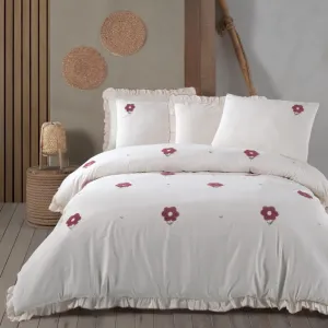 Постільна білизна Stonewashed 200 × 220 см (євро) Florita Maroon від Saheser