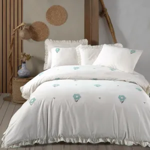 Постільна білизна Stonewashed 200 × 220 см (євро) Florita Mint від Saheser