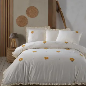 Постільна білизна Stonewashed 200 × 220 см (євро) Florita Yellow від Saheser
