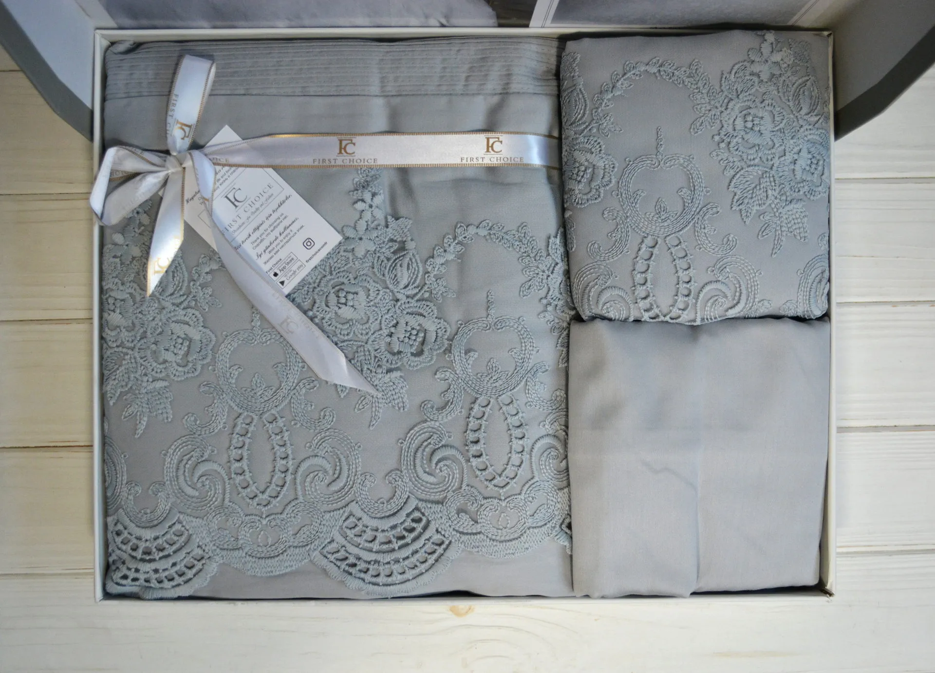 Постільна білизна V.I.P Satin Moonlight 200 × 220 см (євро) Hillary Grey від First Choice - Зображення 5