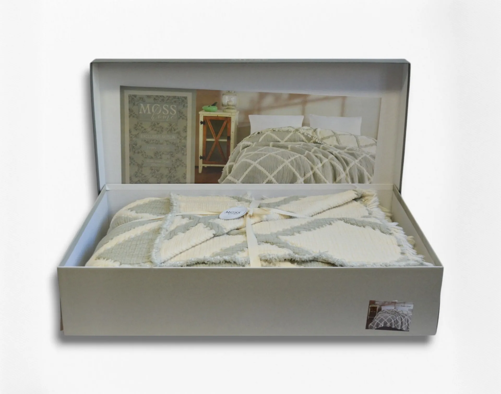 Муслінове покривало Ivory Muslin 230 × 250 см (євро) Зелений від Moss - Зображення 4