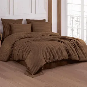 Постільна білизна Stripe Satin 160 × 220 см Kahve від Cotton Shine
