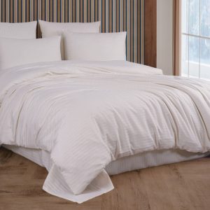 Постільна білизна Stripe Satin 160 × 220 см Krem від Cotton Shine