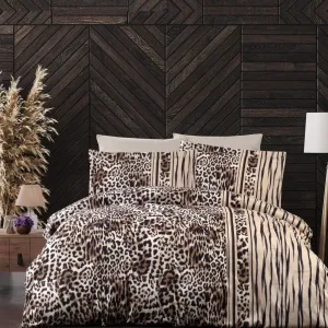Постільна білизна Cotton Satin 160 × 220 см (полуторний) Leopard Brown від First Choice