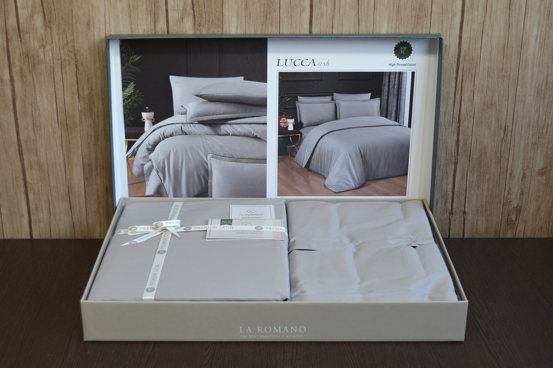 Постільна білизна Premium Satin 200 × 220 см (євро) Lucca ASH від La Romano - Зображення 3