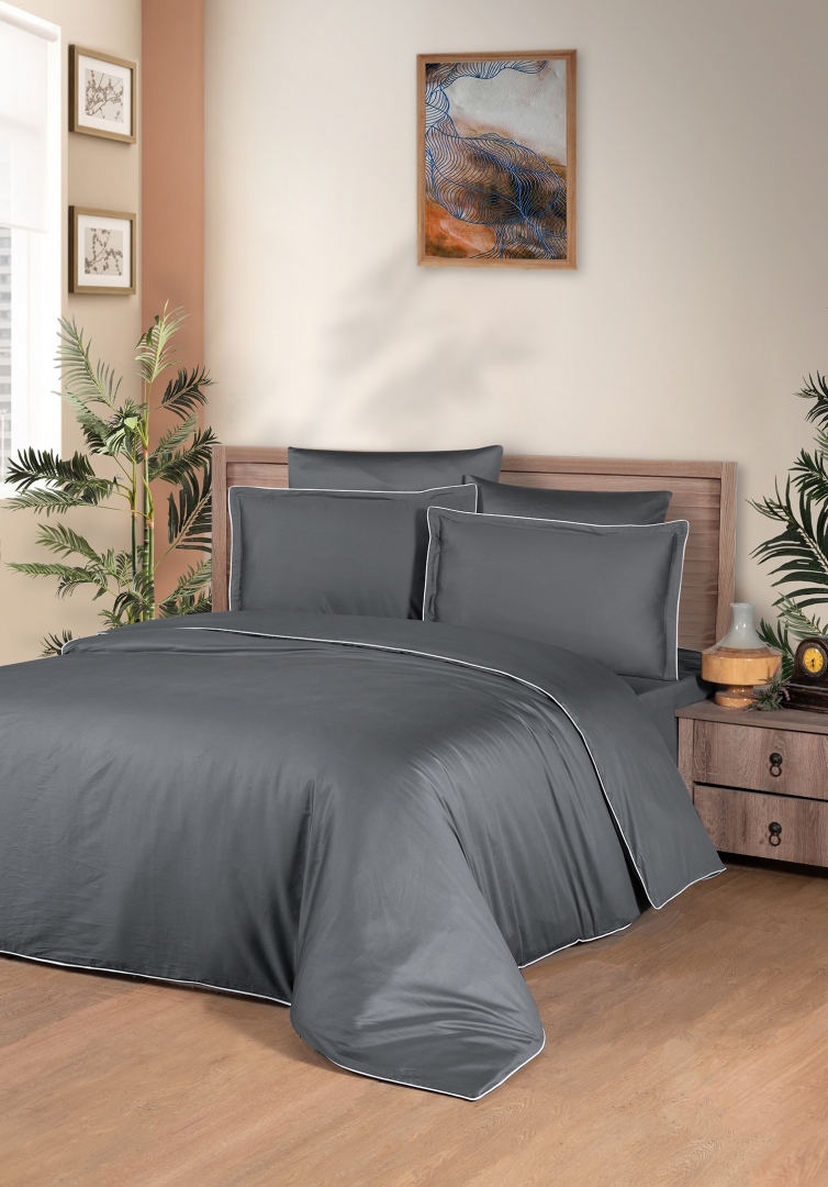 Постільна білизна Premium Satin 160 × 220 см (2 шт., сімейний) сімейна Lucca Grey від La Romano - Зображення 6