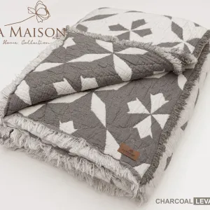 Муслінове покривало Leva Charcoal 220 × 240 см (євро) Антрацит від La Maison