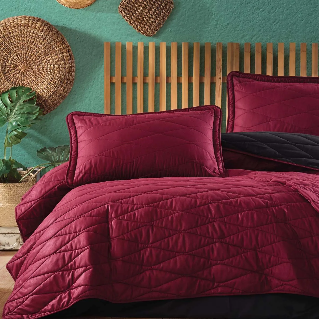 Покривало з наволочкою Lorna 180 × 240 см Бордовий від Clasy - Зображення 2