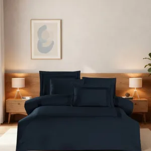 Постільна білизна Mona Premium Satin 300TC 200 × 220 см (євро) Montova Navy Blue від La Romano