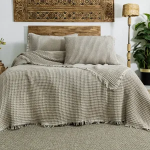 Вафельне покривало з наволочками Norah 240 × 260 см (євро) Бежевий від Saheser