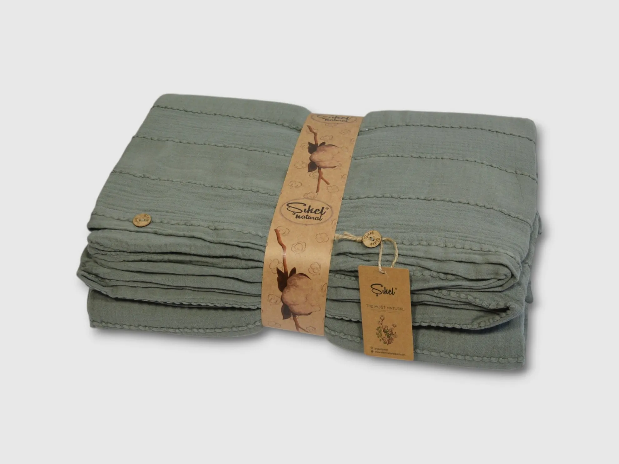 Постільна білизна Muslin Patara 200 × 220 см (євро) Yesil від Şikel - Зображення 4