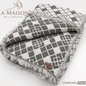 Муслінове покривало Poline Charcoal 220 × 240 см (євро) Антрацит від La Maison