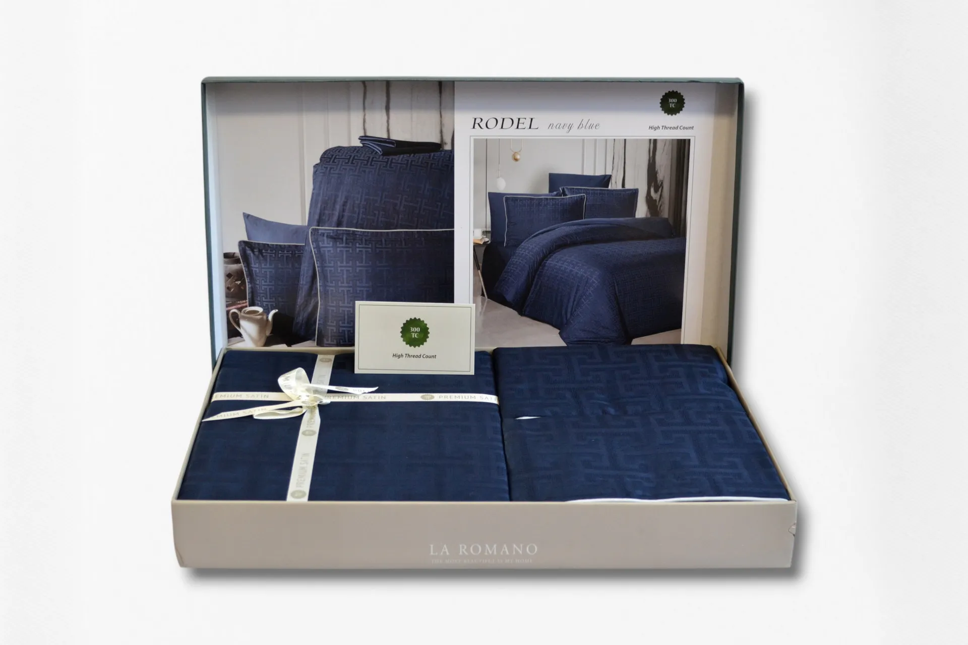 Постільна білизна Premium Satin 160 × 220 см (2 шт., сімейний) сімейна Rodel Navy Blue від La Romano - Зображення 6