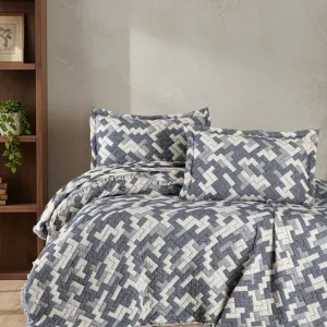 Муслінове покривало з наволочками Blooming. Rodya Denim 240 × 260 см (євро) Синій від First Choice